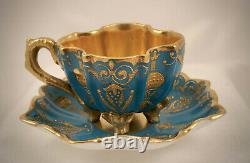 Antique Coalport Demitasse Cup & Saucer, Footed