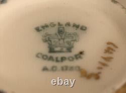 Antique Coalport Demitasse Cup & Saucer, Handpainted Mt/water Scene Gilded Gold