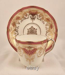 Antique Coalport Demitasse Cup & Saucer, Pink & Gold, Rococo Style