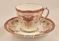 Antique Coalport Demitasse Cup & Saucer, Pink & Gold, Rococo Style