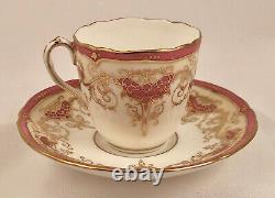 Antique Coalport Demitasse Cup & Saucer, Pink & Gold, Rococo Style