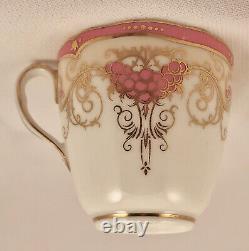 Antique Coalport Demitasse Cup & Saucer, Pink & Gold, Rococo Style