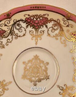 Antique Coalport Demitasse Cup & Saucer, Pink & Gold, Rococo Style