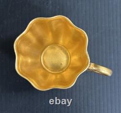 Antique Coalport England Heavy Gold Jeweled Demitasse and Saucer Set