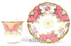 Antique Coalport Fine Porcelain Batwing Pink Demi Tasse Cup and Saucer