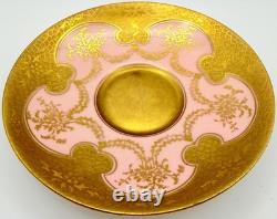 Antique Coalport For Tiffany Pink Encrusted Gold Demitasse Cup & Saucer Teacup