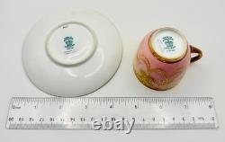 Antique Coalport For Tiffany Pink Encrusted Gold Demitasse Cup & Saucer Teacup Antique Coalport For Tiffany Pink Encrusted Gold Demitasse Cup & Saucer Teacup