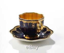 Antique Coalport Gold & Blue Mini Demitasse Cup & Saucer Set