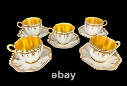 Antique Coalport Gold & White Demitasse Cups & Saucers Set 0f 6 Ovington Bros