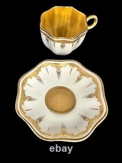 Antique Coalport Gold & White Demitasse Cups & Saucers Set 0f 6 Ovington Bros