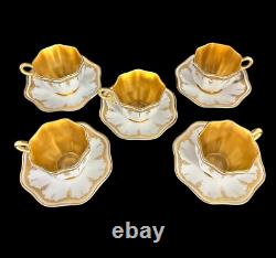 Antique Coalport Gold & White Demitasse Cups & Saucers Set 0f 6 Ovington Bros