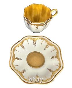 Antique Coalport Gold & White Demitasse Cups & Saucers Set 0f 6 Ovington Bros