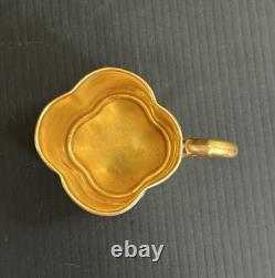 Antique Coalport HP Landscape Gold Encrusted Jeweled Demitasse and Saucer Set