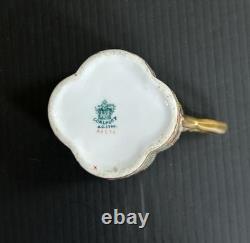 Antique Coalport HP Landscape Gold Encrusted Jeweled Demitasse and Saucer Set