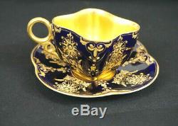Antique Coalport Porcelain Demitasse Cup Saucer COBALT Gold Design Beautiful