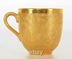 Antique Coalport Porcelain Gold Gilt Demitasse Cup and Saucer Excellent