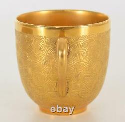 Antique Coalport Porcelain Gold Gilt Demitasse Cup and Saucer Excellent