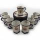 Antique Cobalt Blue Hand Painted Florals Thin Porcelain 9 Demitasse Cups/saucers