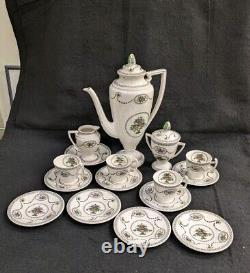 Antique Copeland Spode Demitasse Set For 4 1910's Hand Tinted