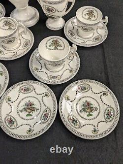 Antique Copeland Spode Demitasse Set For 4 1910's Hand Tinted