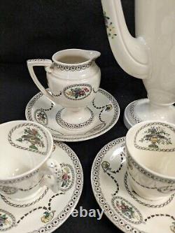 Antique Copeland Spode Demitasse Set For 4 1910's Hand Tinted