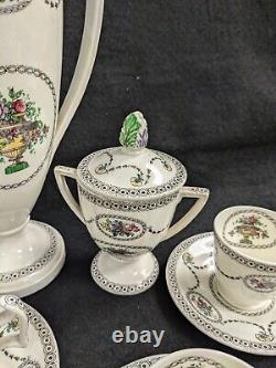 Antique Copeland Spode Demitasse Set For 4 1910's Hand Tinted