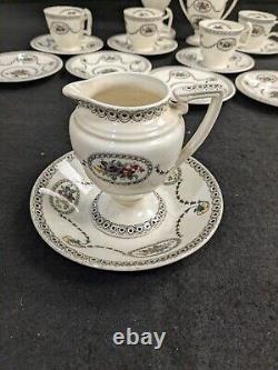 Antique Copeland Spode Demitasse Set For 4 1910's Hand Tinted