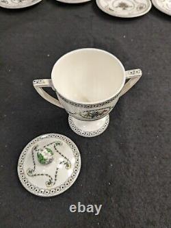 Antique Copeland Spode Demitasse Set For 4 1910's Hand Tinted