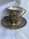 Antique Crown Dresden Tea Cup/demitasse & Saucer With Portrait Gold Gilded