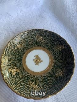Antique Crown Dresden Tea Cup/Demitasse & Saucer with Portrait Gold Gilded