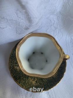 Antique Crown Dresden Tea Cup/Demitasse & Saucer with Portrait Gold Gilded