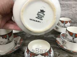 Antique Crown Ducal Orange Tree Demitasse Cups Saucers Cream Sugar Set 6 tea