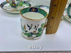Antique Crown Staffordshire Willow Chinese Tiffany Demitasse Cup Saucer Set 24
