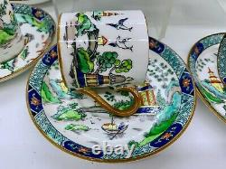 Antique Crown Staffordshire Willow Chinese Tiffany Demitasse Cup Saucer Set 24