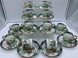 Antique Crown Staffordshire Willow Chinese Tiffany Demitasse Cup Saucer Set 24