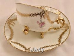 Antique D & C Limoges Demitasse Cup & Saucer, Footed