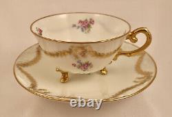 Antique D & C Limoges Demitasse Cup & Saucer, Footed