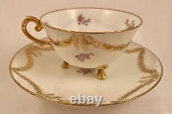 Antique D & C Limoges Demitasse Cup & Saucer, Footed