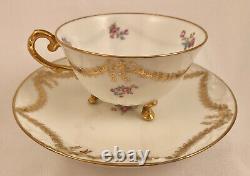 Antique D & C Limoges Demitasse Cup & Saucer, Footed