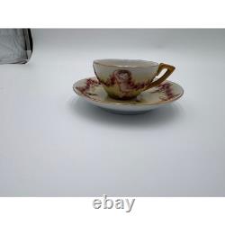 Antique Demitasse Cup & Saucer Lot German Porcelain Gold Gilt Espresso Cups