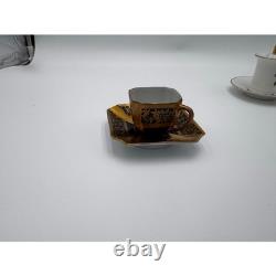 Antique Demitasse Cup & Saucer Lot German Porcelain Gold Gilt Espresso Cups