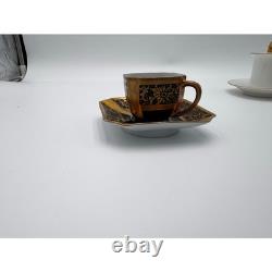 Antique Demitasse Cup & Saucer Lot German Porcelain Gold Gilt Espresso Cups