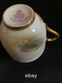 Antique Demitasse Royal Worcester Decorated With Bulls In Pasture Cup& Saucer