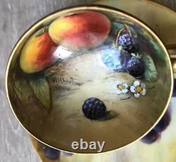 Antique Demitasse Royal Worcester Very Delicate Fruits Signed Cup & Saucer