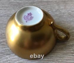 Antique Demitasse Royal Worcester Very Delicate Fruits Signed Cup & Saucer
