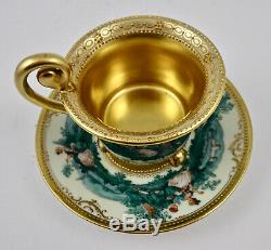 Antique Donath Dresden Demitasse Cup & Saucer Scenic Footed