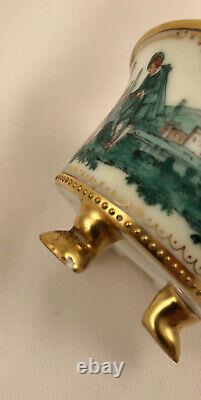 Antique Donath Dresden Demitasse Cup & Saucer, Scenic, Footed