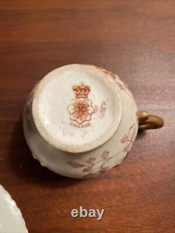 Antique Doulton Burslem Hand-Painted Floral Demitasse Cup & Saucer Set Espresso