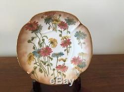 Antique Doulton Burslem HandPainted Floral Demitasse Cup & Saucer Set ca. 1886
