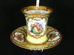 Antique Dresden Demitasse Cup & Saucer Courting Couple Hand Painted